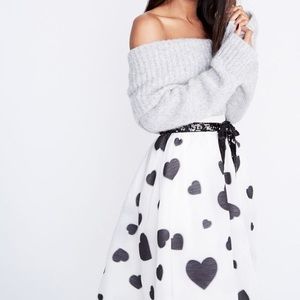 J.Crew Organza + Tulle Heart Midi Skirt